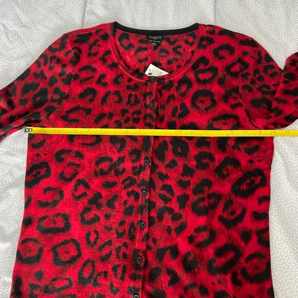 REDUCED PRICE New Talbots LP Red & Black Pure Merino Wool Button Down Cardigan - Picture 5 of 8